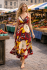 Bold Floral Patterned Red Carmen Summer Maxi Dress - Fair Trade 100% Cotton